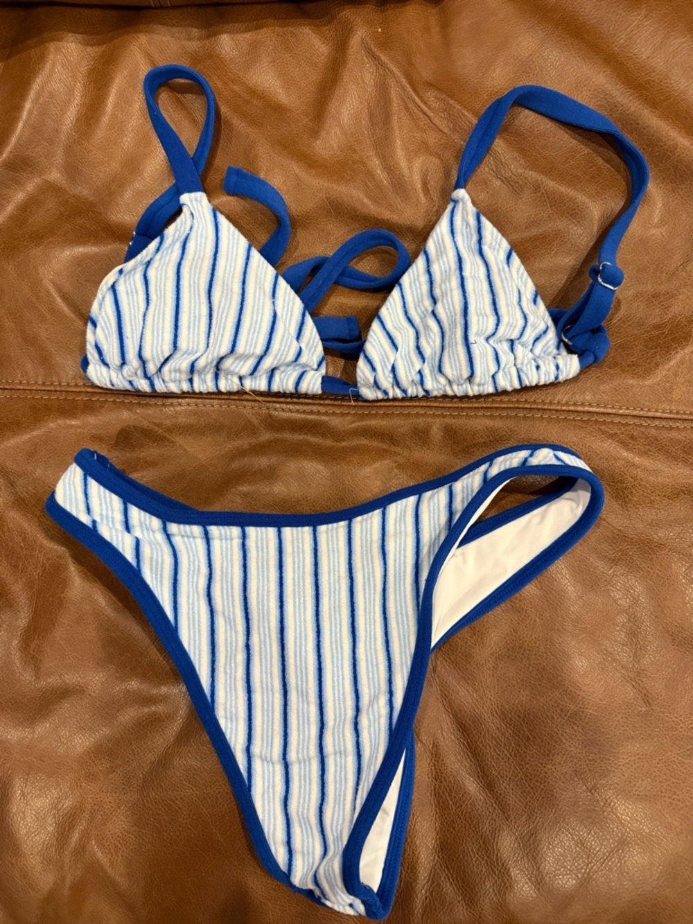 Frankie’s Bikinis x Djerf Avenue Striped Terrycloth Bikini